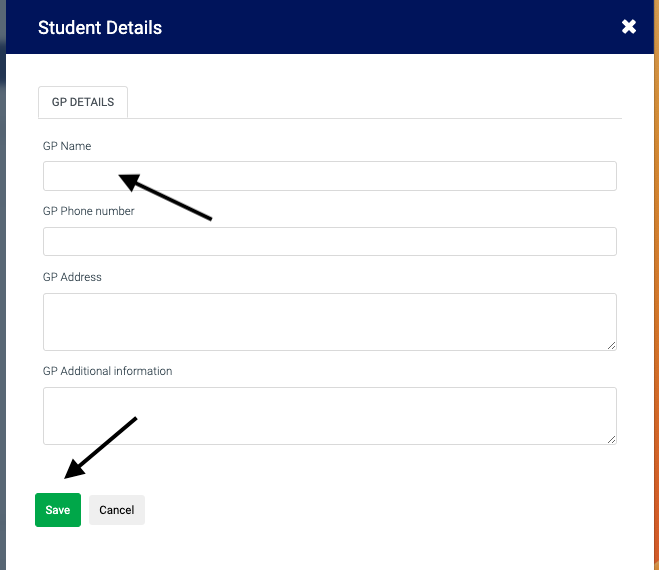 How to add GP contact details to a student profile