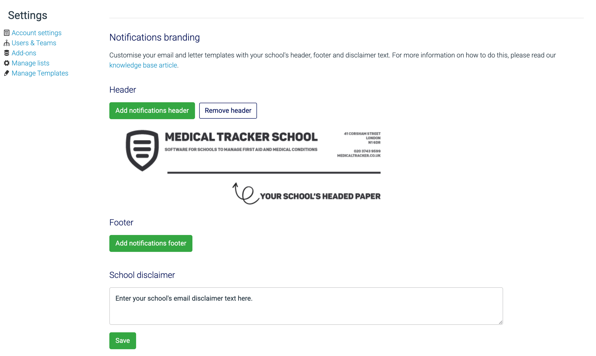 How to add a Header and Footer to your communication templates