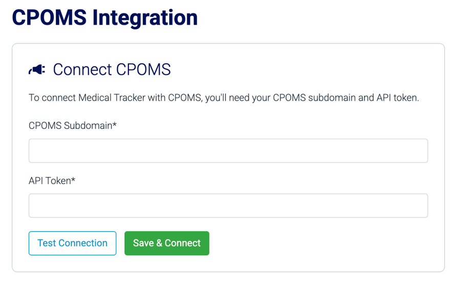 Overview of the CPOMS x Medical Tracker integration