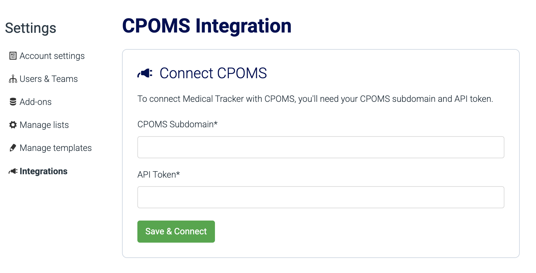 How do I set up my CPOMS integration?