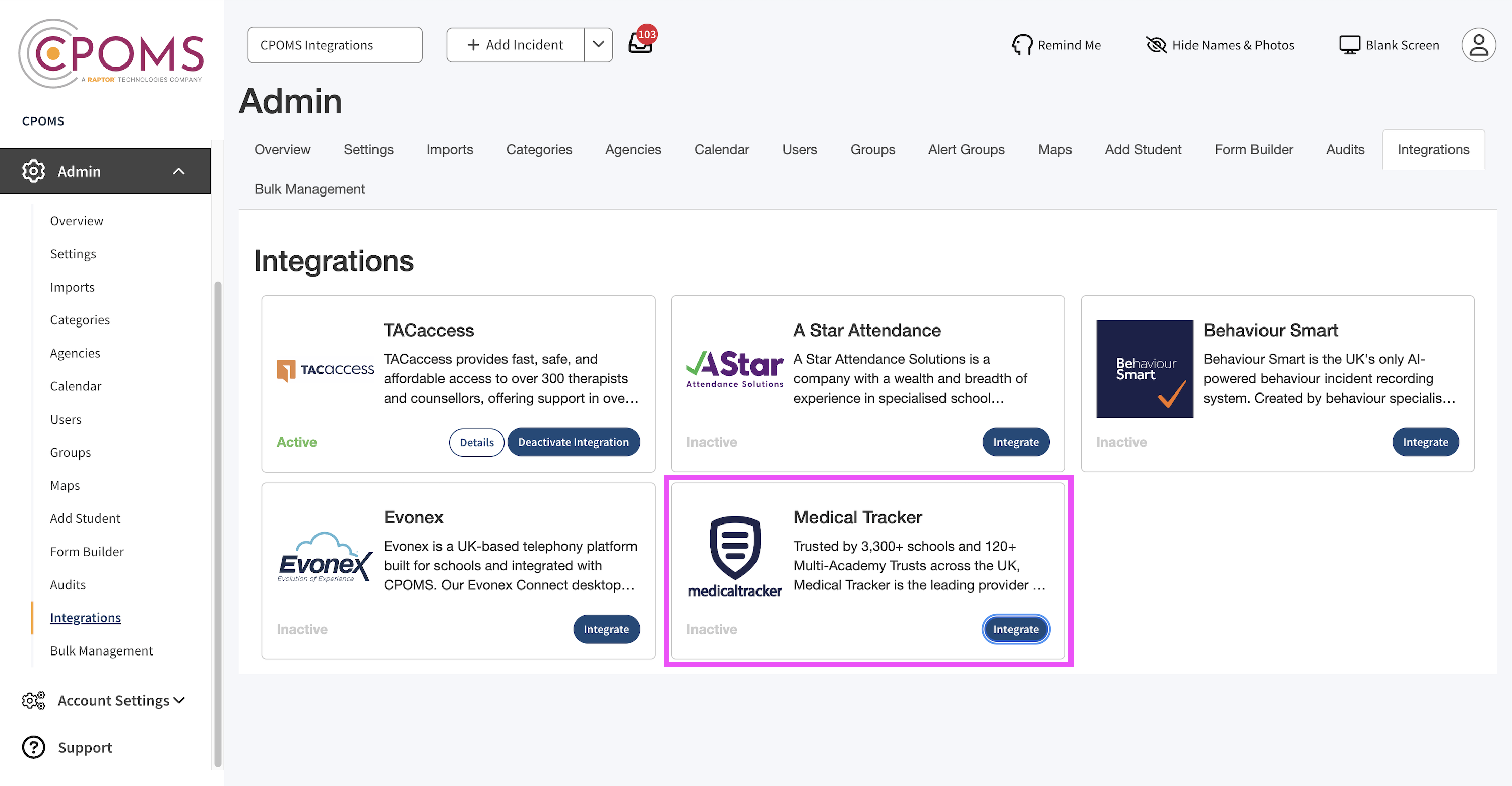 How to link CPOMS and Medical Tracker